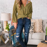 Cappuccinos And Chit Chat Knit Top In Sage Image - 1