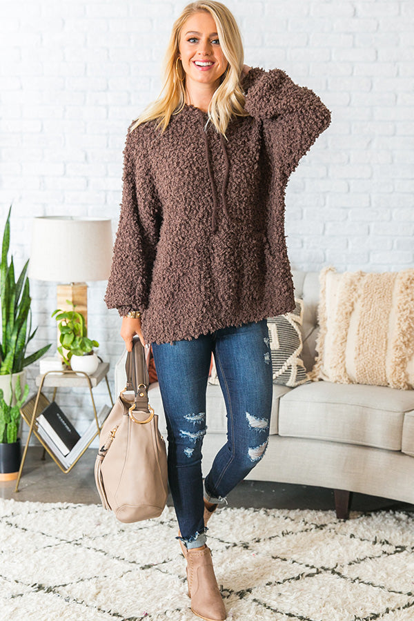Cuddle Up And Get Cozy Hoodie In Brown Image - 4