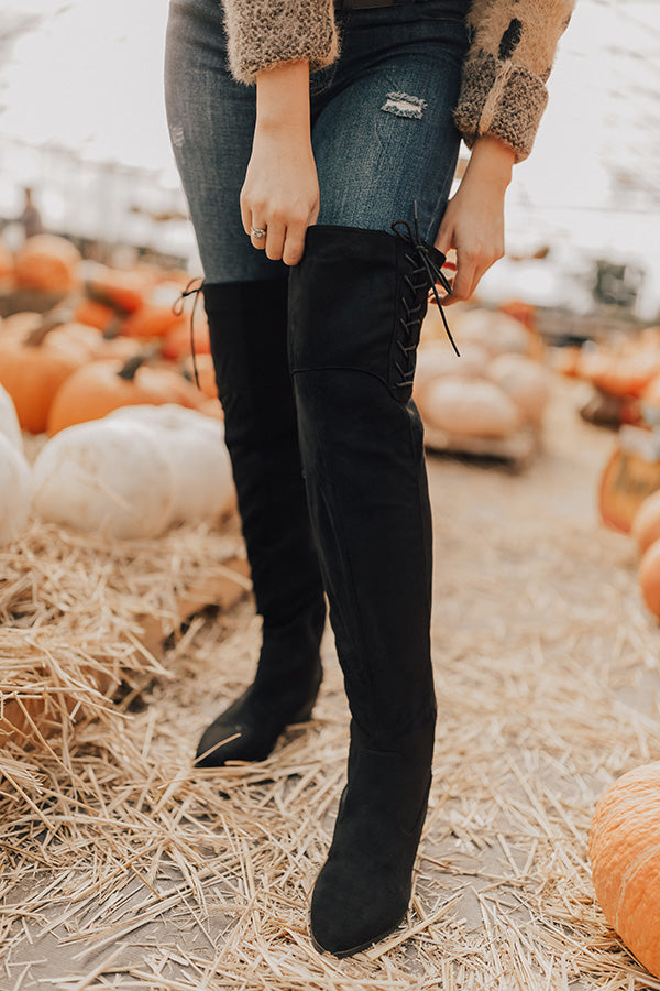 The Clara Over The Knee Faux Suede Boot in Black Image - 1