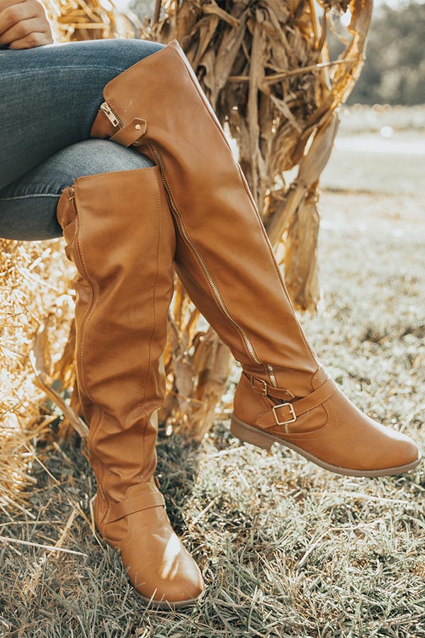 The April Faux Leather Knee High Boot in Maple Image - 1