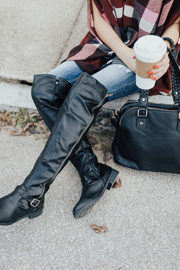The Angie Faux Leather Knee High Boot in Black Image - 2