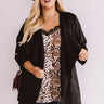 Cappuccino Crushing Faux Suede Jacket In Black Curves Image - 1