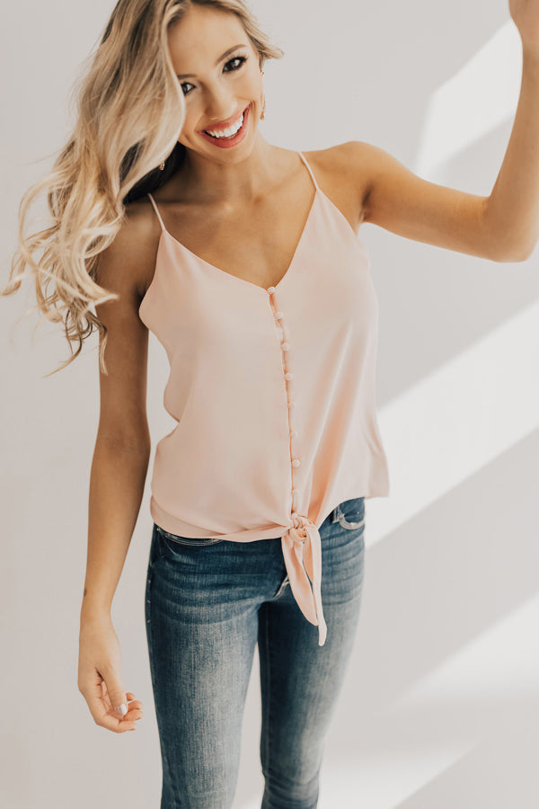 Sangria Sipping Tie Tank in Blush