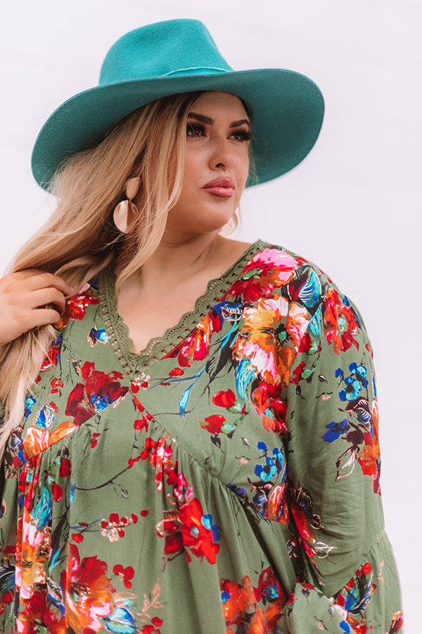 Endlessly Lovely Babydoll Dress In Army Green Curves Image - 3