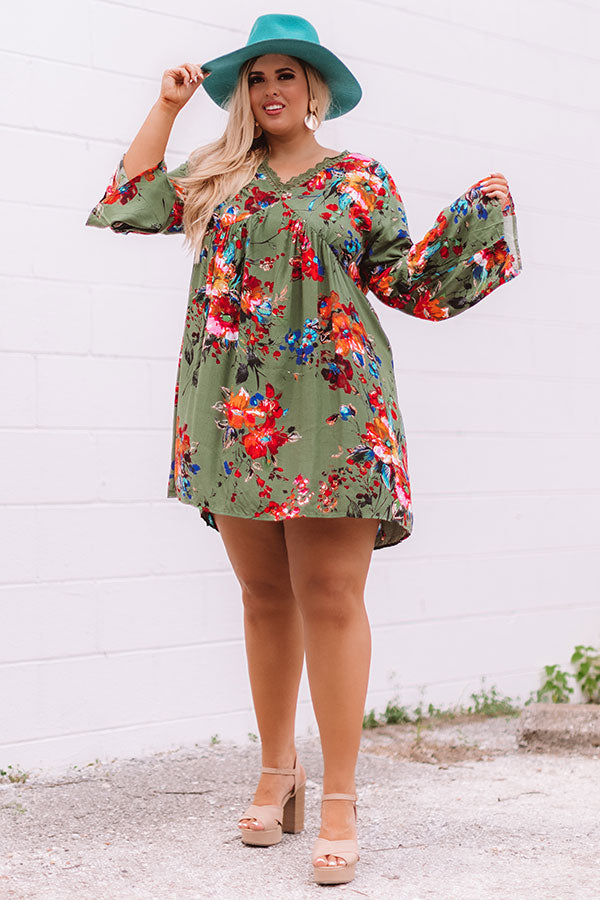 Endlessly Lovely Babydoll Dress In Army Green Curves Image - 1