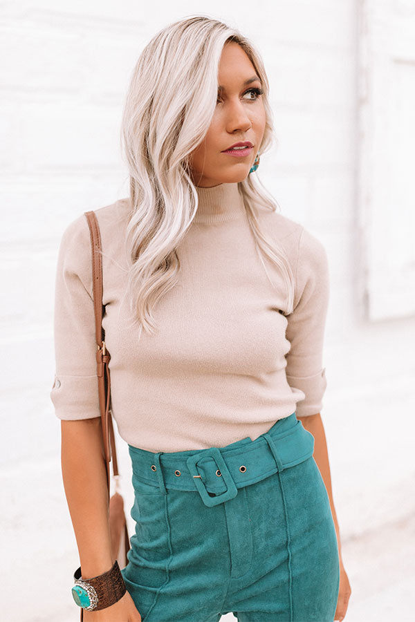 Soho Polished Sweater Top in Iced Latte