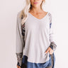 Mountainside Mimosas Waffle Knit Top In Grey Image - 1