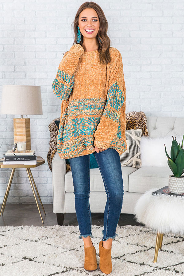 Bonfire Weather Chenille Sweater In Mustard Image - 2
