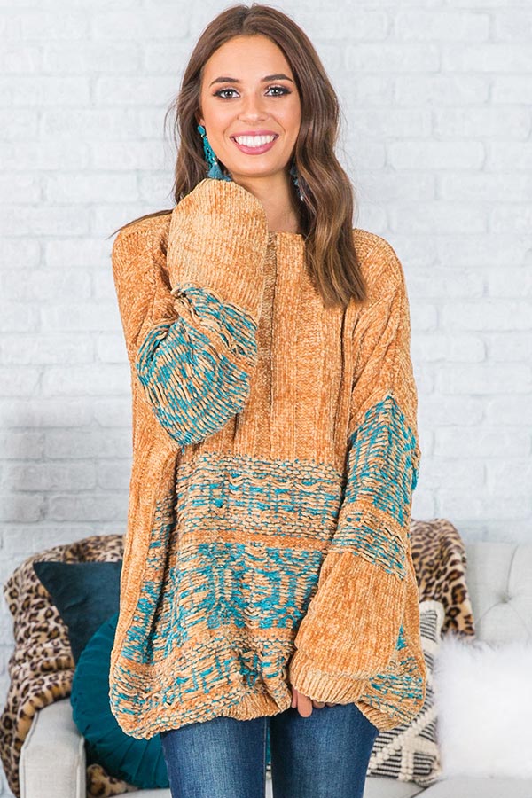 Bonfire Weather Chenille Sweater In Mustard Image - 1