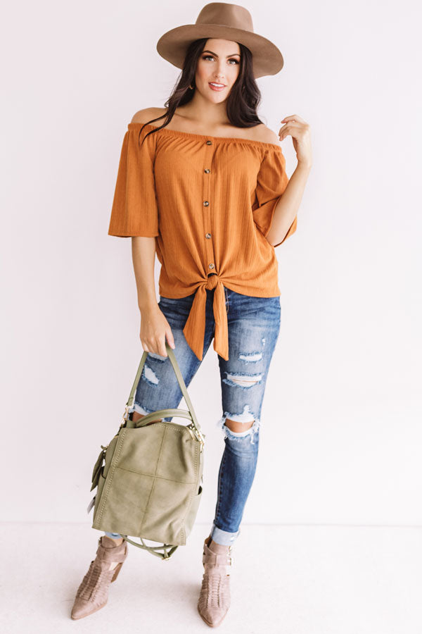 Telluride Retreat Off Shoulder Top In Rust Image - 2