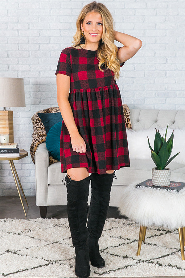 Mistletoe Memory Babydoll Buffalo Check Dress Image - 1