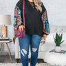 Sipping In Sonoma Waffle Knit Shift Top In Black  Curves Image - 1