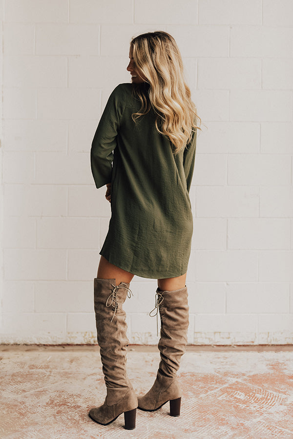 The Happiest Hour Shift Dress In Olive Image - 3