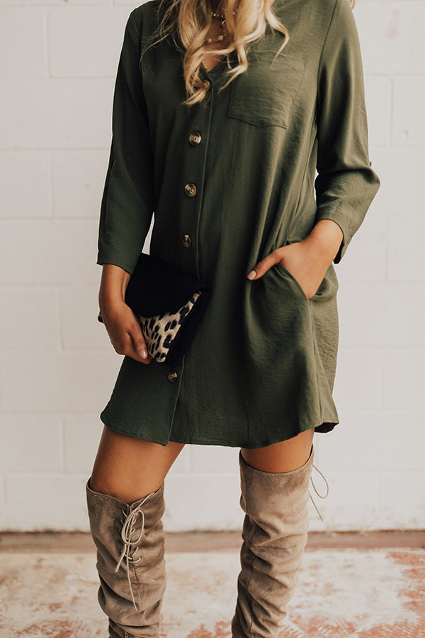 The Happiest Hour Shift Dress In Olive Image - 5