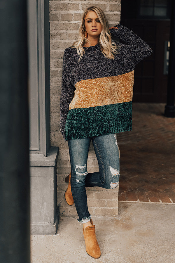 So Snuggled Up Chenille Sweater In Slate Image - 2