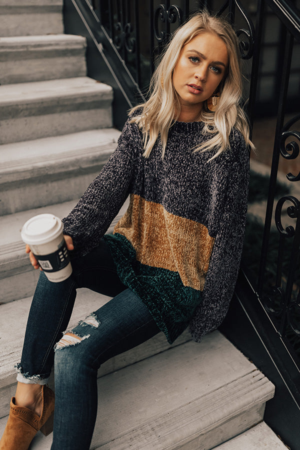 So Snuggled Up Chenille Sweater In Slate Image - 1