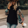 Sipping In Sonoma Waffle Knit Shift Top In Black Image - 1