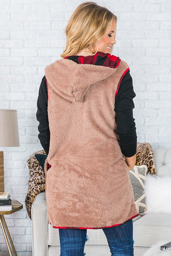 Flurries And Frappes Fuzzy Vest In Brown Image - 4