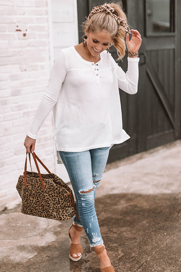 Snow Day Sweetness Shift Top In White