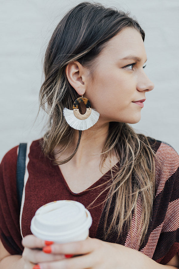 Cocktail Occasion Tassel Earrings in Ivory