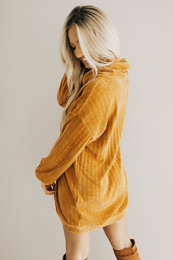 Cozy Classic Chenille Sweater Dress In Camel Image - 5