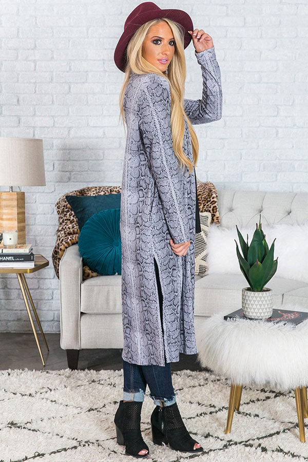 This Calls For Champagne Snake Print Cardigan in Grey Image - 4