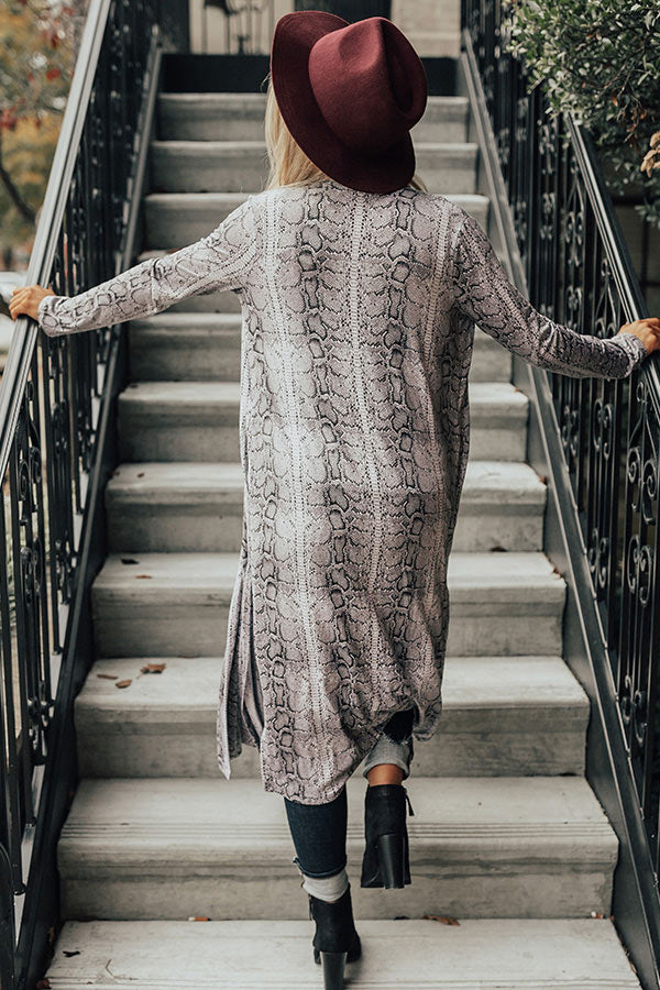 This Calls For Champagne Snake Print Cardigan in Grey Image - 3