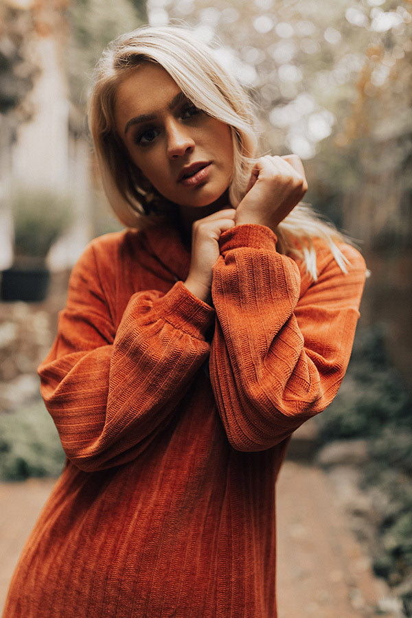 Cozy Classic Chenille Sweater Dress in Rust Image - 3