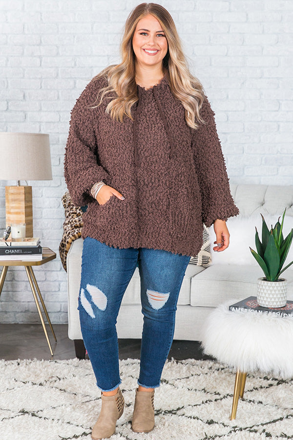 Cuddle Up And Get Cozy Hoodie In Brown Curves Image - 1
