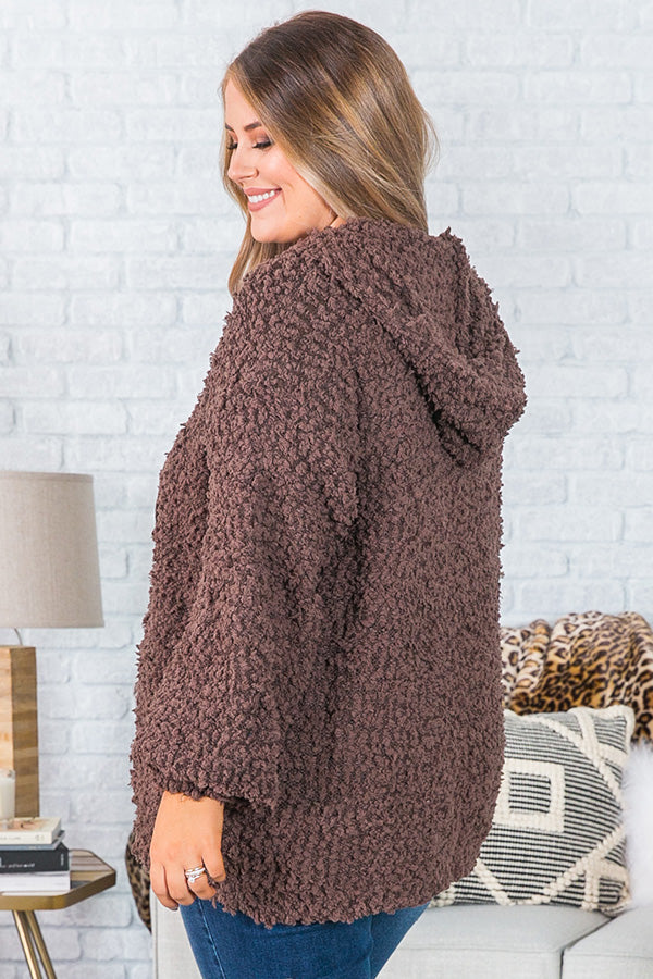 Cuddle Up And Get Cozy Hoodie In Brown Curves Image - 4