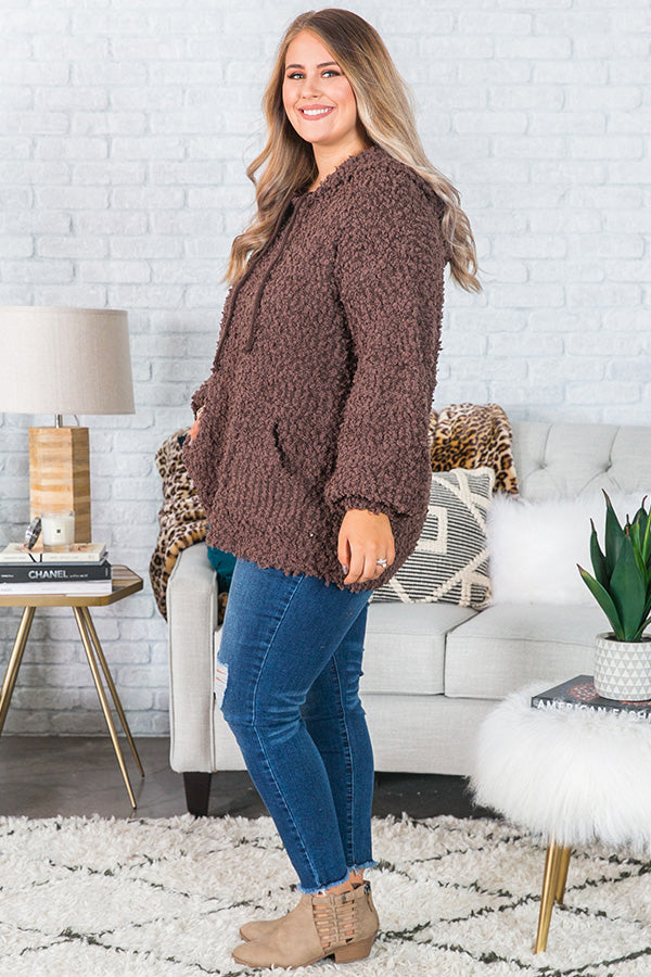 Cuddle Up And Get Cozy Hoodie In Brown Curves Image - 3