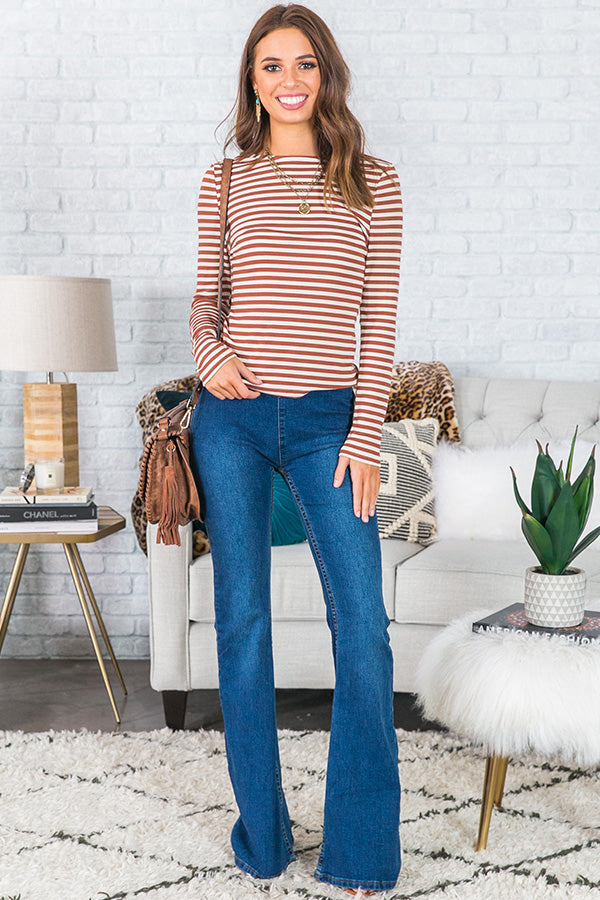 Rocky Mountain Romance Striped Top In Rust