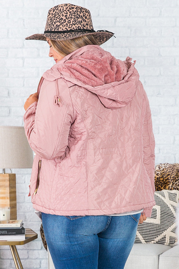 Ski Lessons Quilted Jacket In Blush Curves Image - 4