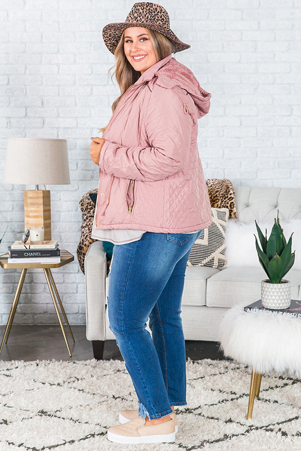 Ski Lessons Quilted Jacket In Blush Curves Image - 3