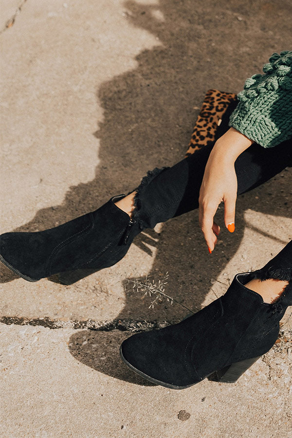 The Parton Faux Suede Bootie In Black Image - 3