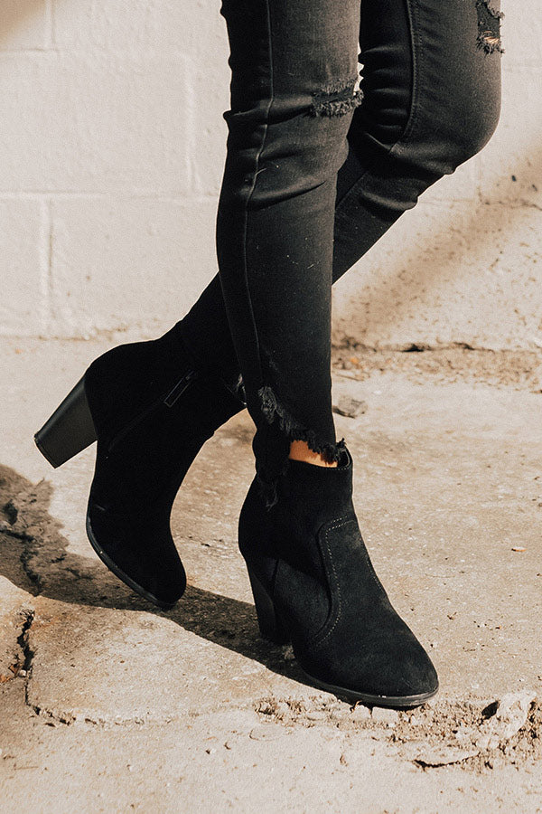 The Parton Faux Suede Bootie In Black Image - 2
