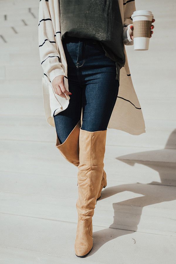 The Diana Faux Suede Thigh High Boot In Camel Image - 5