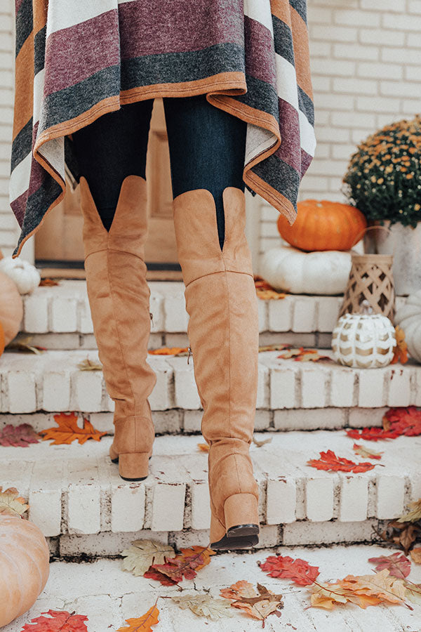 The Diana Faux Suede Thigh High Boot In Camel Image - 4