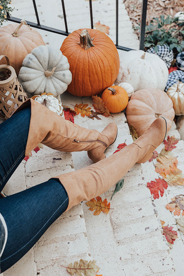 The Diana Faux Suede Thigh High Boot In Camel Image - 2