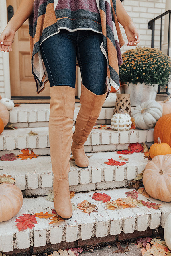 The Diana Faux Suede Thigh High Boot In Camel Image - 3