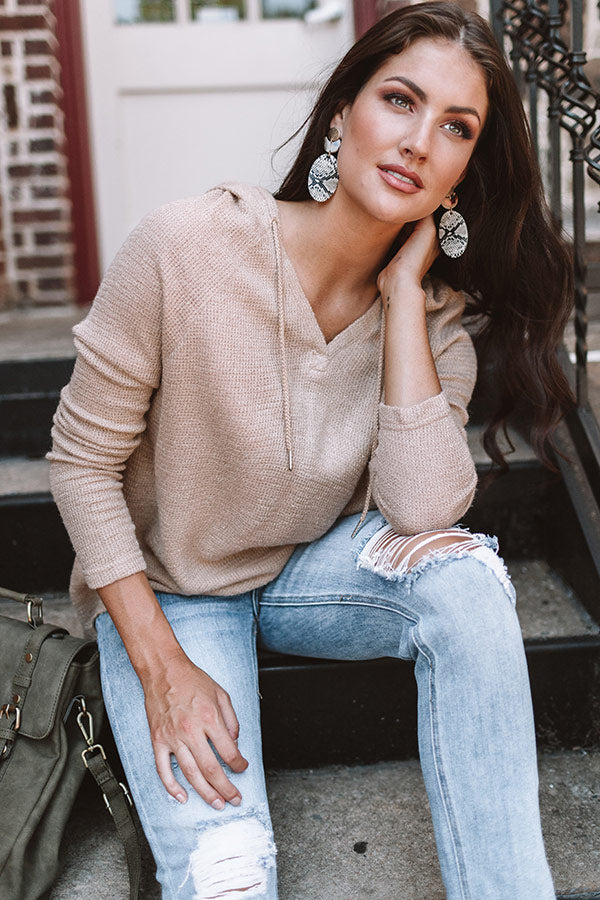 Retreat To The Cabin Shift Sweater In Iced Latte