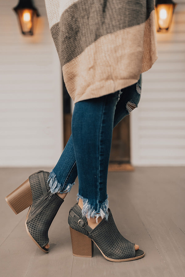 The Caitlyn Peep Toe Bootie In Army Green Image - 1