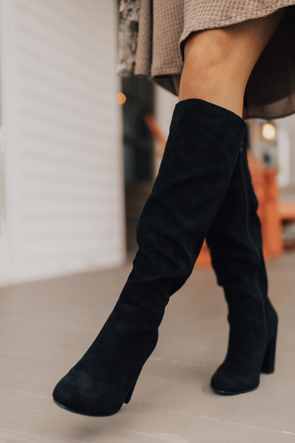 The Adelynn Faux Suede Knee High Boot In Black Image - 3