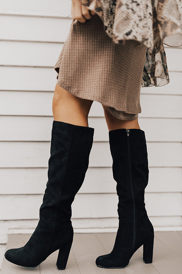 The Adelynn Faux Suede Knee High Boot In Black Image - 2