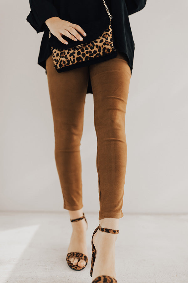 The Calvin Faux Suede High Waist Skinny In Camel