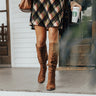 The Delilah Faux Suede Knee High Boot In Brown Image - 1
