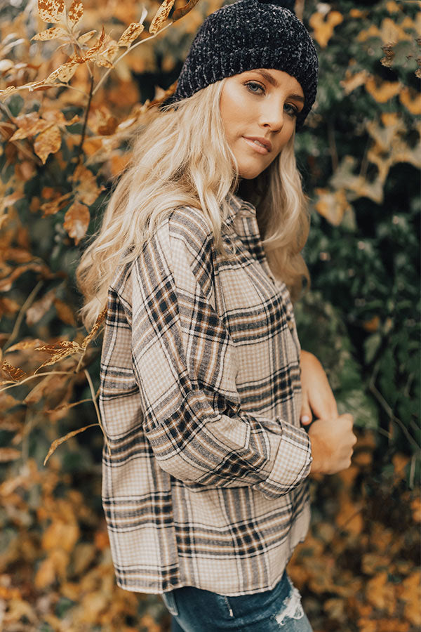 The Jet Set Type Plaid Button Up In Birch Image - 1