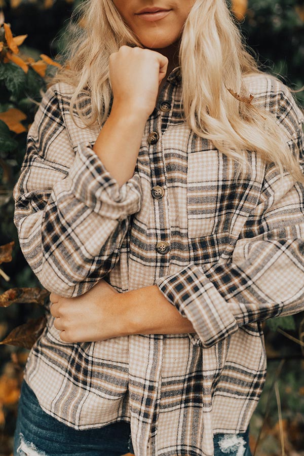 The Jet Set Type Plaid Button Up In Birch Image - 1