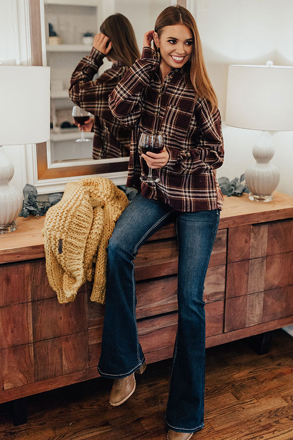 The Jet Set Type Plaid Button Up In Merlot Image - 1