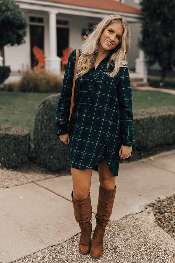 Forever Favorite Plaid Dress In Green Image - 3